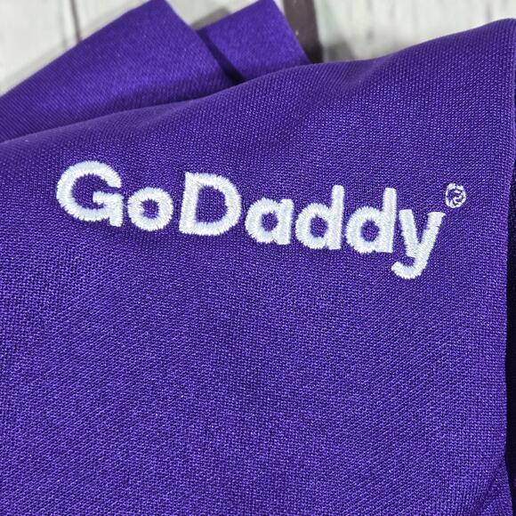 Nike Golf Dri Fit GoDaddy Short Sleeve Polo L Purple - Picture 12 of 12